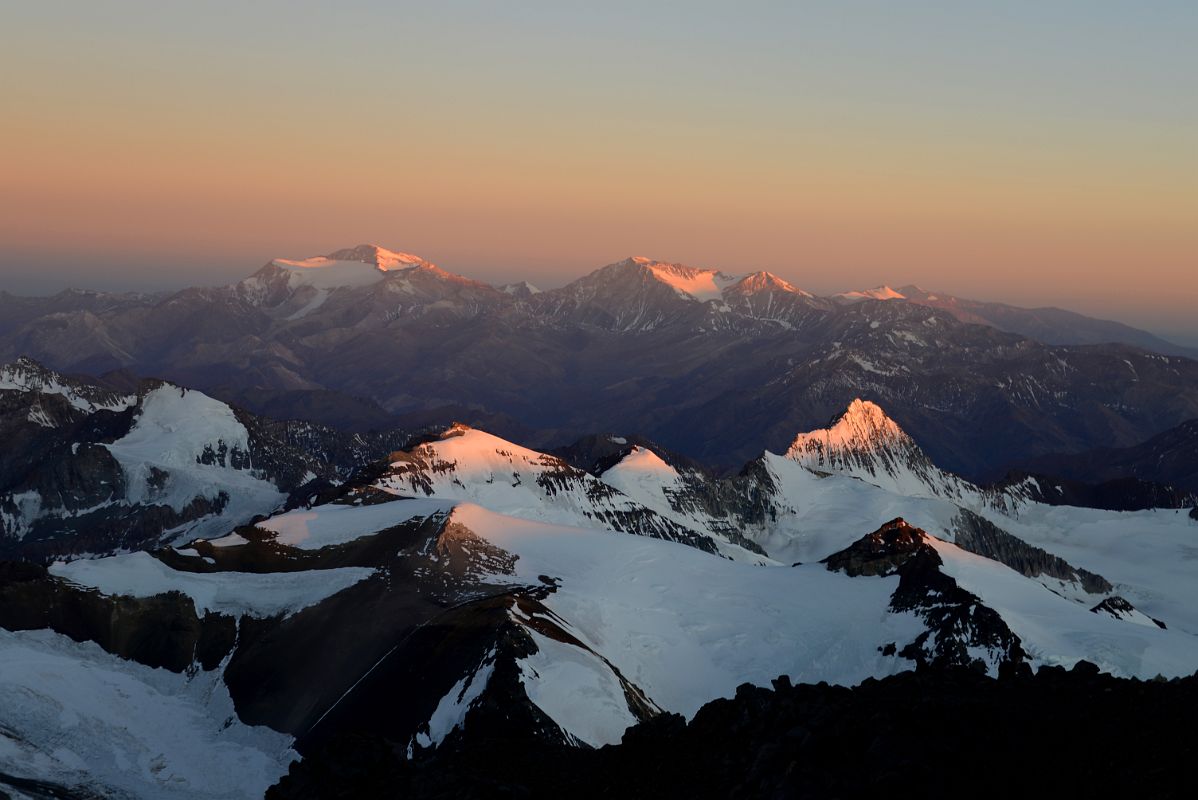 08 Sunrise On Cerro Zurbriggen, Cupola de Gussfeldt, Cerro Reichert, La Mano, Cerro Link With Mercedario, Cerro Ramada Beyond From Climb To Independencia On Way To Aconcagua Summit